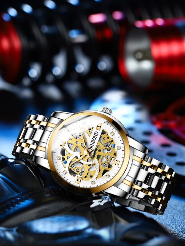 Zegarek męski luksusowy męski zegarek wodoodporne świecące zegarki ze stali nierdzewnej sportowy zegar kwarcowy męski zegarek biznesowy z datownikiem 6656