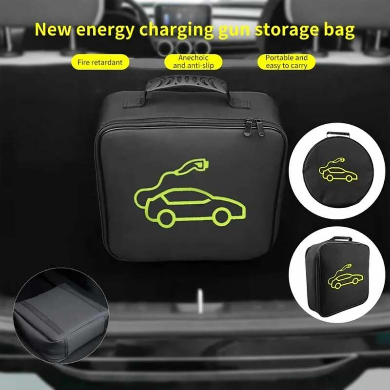 Teschev Electric Vehicles Battery Jumper Cable Bag Fireproof EV Car Rechargeable Gun Storage  For Charging Cables Cords Hoses
