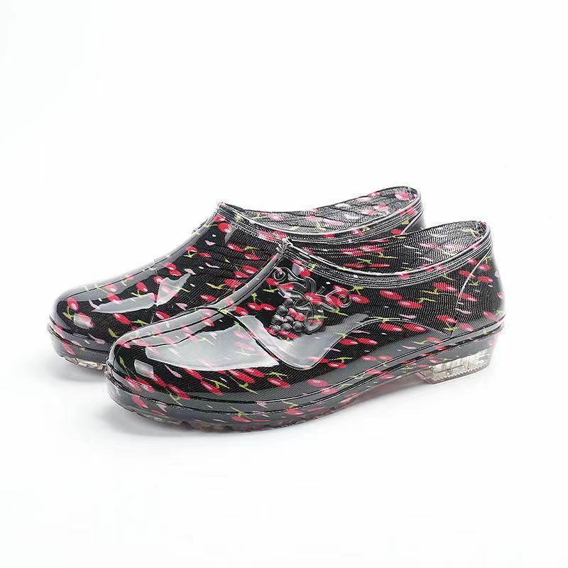 Women's Low Top Rain Shoes Soft Sole Non Slip Waterproof Slip-On Print Low Sole Waterproof Work Shoes Free Shipping Water Shoes