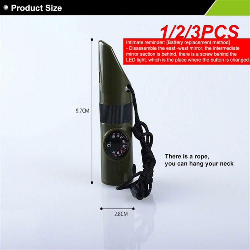1/2/3PCS Multifunctional Whistle 7 In 1 Camping Survival Whistle Trekking Thermometer Compass Tools Magnifier Mirror With