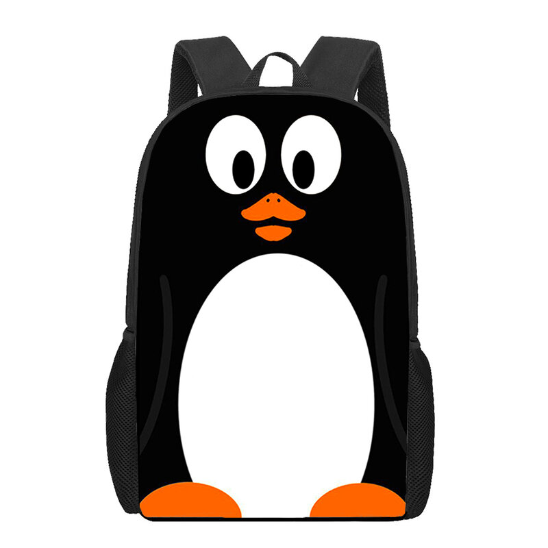 かわいい漫画3Dペンギン印刷子供用ランドセル、女の子と男の子のためのバックパック、学生用ブックバッグ、大容量バックパック