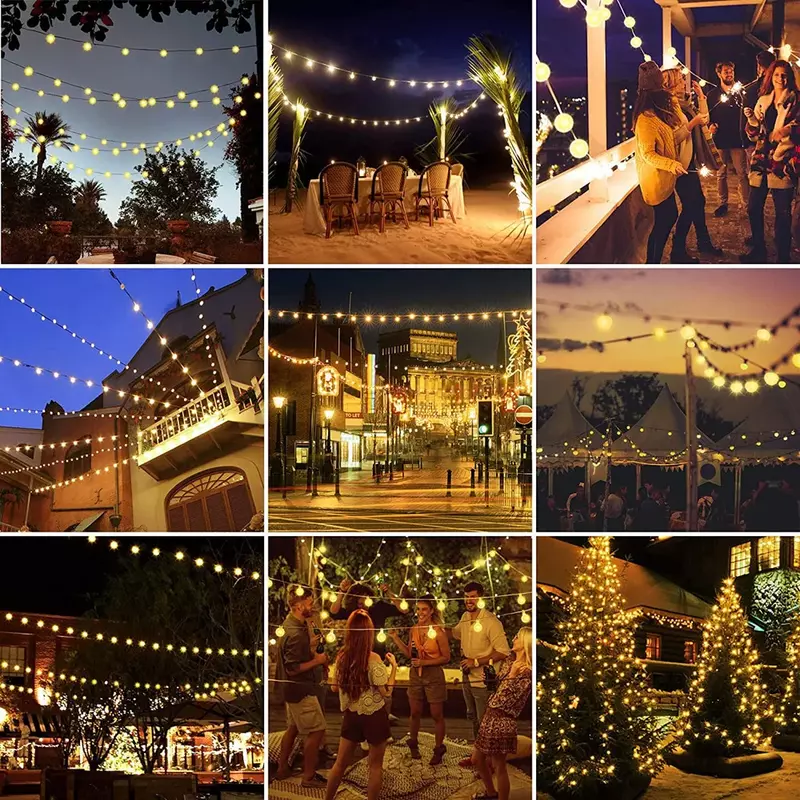 Impermeável Solar LED String Lights, Fairy Guirlanda, 8 modos, ao ar livre, Camping, Festa, Jardim, Decoração de Natal