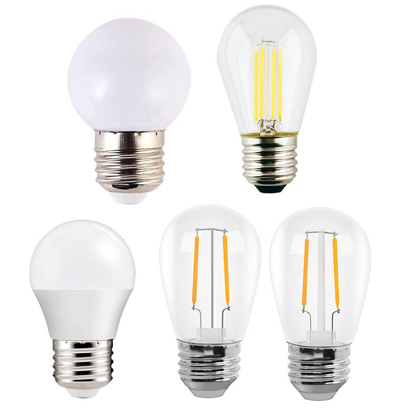 Lampu bohlam filamen LED Vintage sekrup E27 putih 2W 4W 5W pijar 10W 15W lampu S14 G45 basis sekrup Retro bohlam Edison 220V