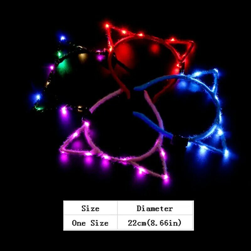 Fluorescent Cat Ear Headband for Women Christmas Luminous Hair Hoop Carnivals Party Hairband for Woman Cosplay