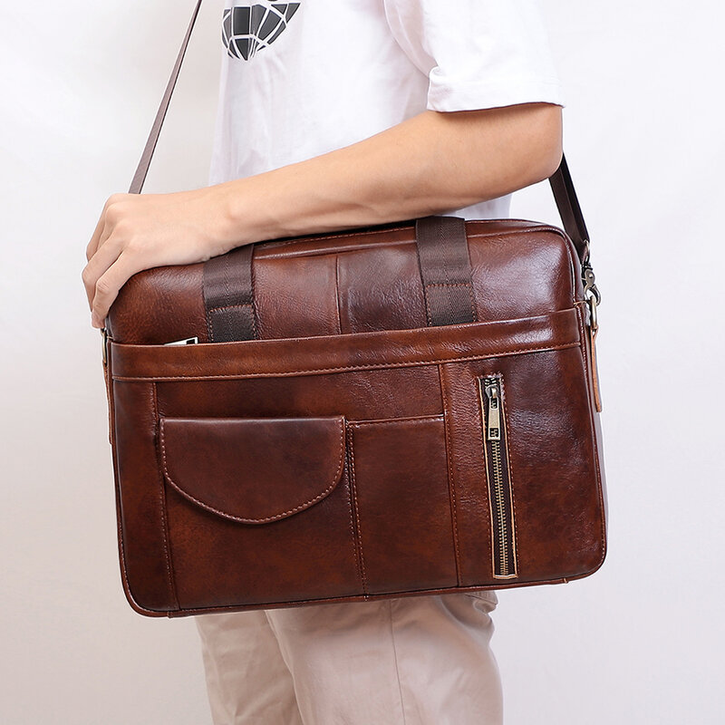 Кожаная сумка, нишевая мужская сумка, вместительная Высококачественная сумка через плечо для компьютера, сумка для ipad, мужской портфель из воловьей кожи
