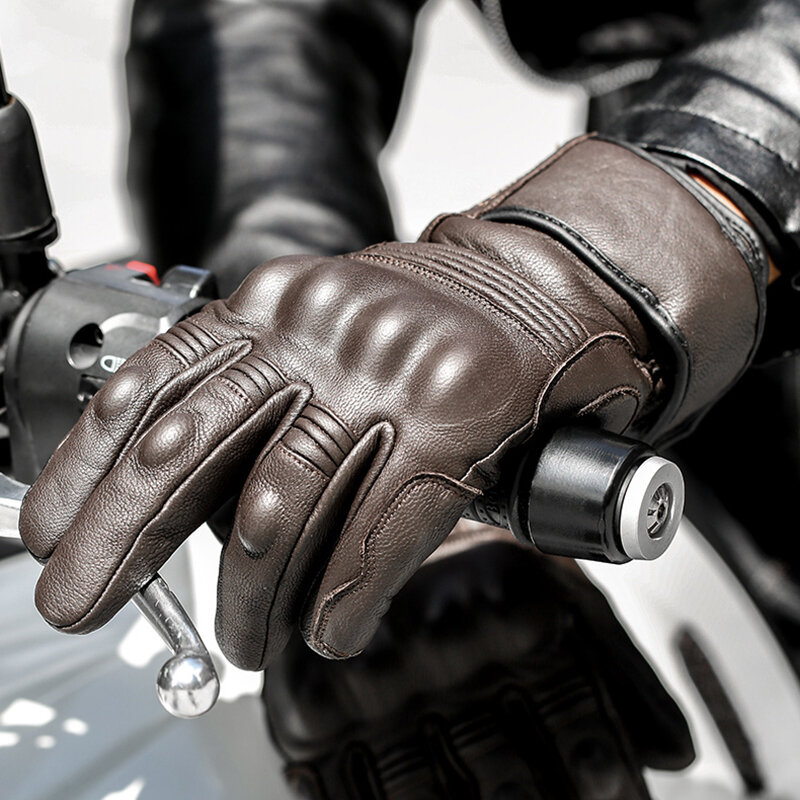 Luvas impermeáveis de couro de motocicleta para homens, luvas quentes térmicas, tela de toque interna, moto MTB Bike Riding, inverno, novo