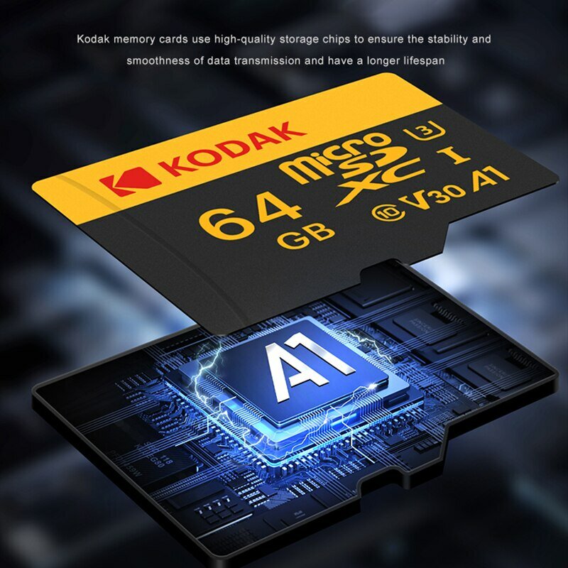 KODAK-tarjeta de memoria Micro SD, dispositivo de 512GB, 256GB, hasta 90 MB/s, Clase 10, U3, 32GB, 64GB, 128GB, TF, 4K, HD, para lector de tarjetas USB, adaptador Microsd