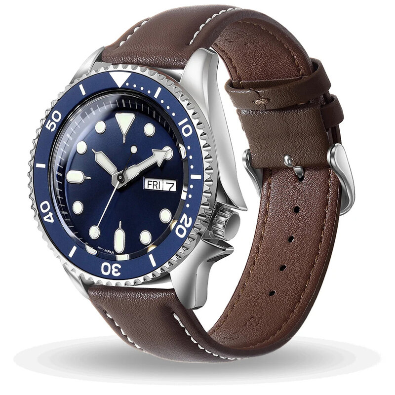 Top Mars-Bracelet de montre en cuir véritable, à dégagement rapide, 18mm/20mm/22mm, compatible avec Samsung Galaxy Watch, Garmin Huawei Watch