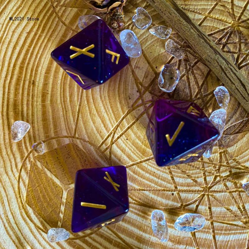 1 zestaw Runes Symbol karty kostki kryształowa żywicy epoksydowej do gier stołowych Treasure Circle wróżbiarstwo