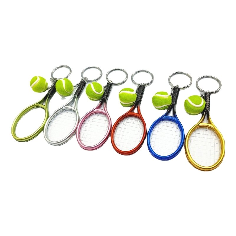 6 шт. теннисный брелок с теннисной битой и теннисным мячом, автомобильный брелок для ключей, аксессуар для сумки-кошелька,