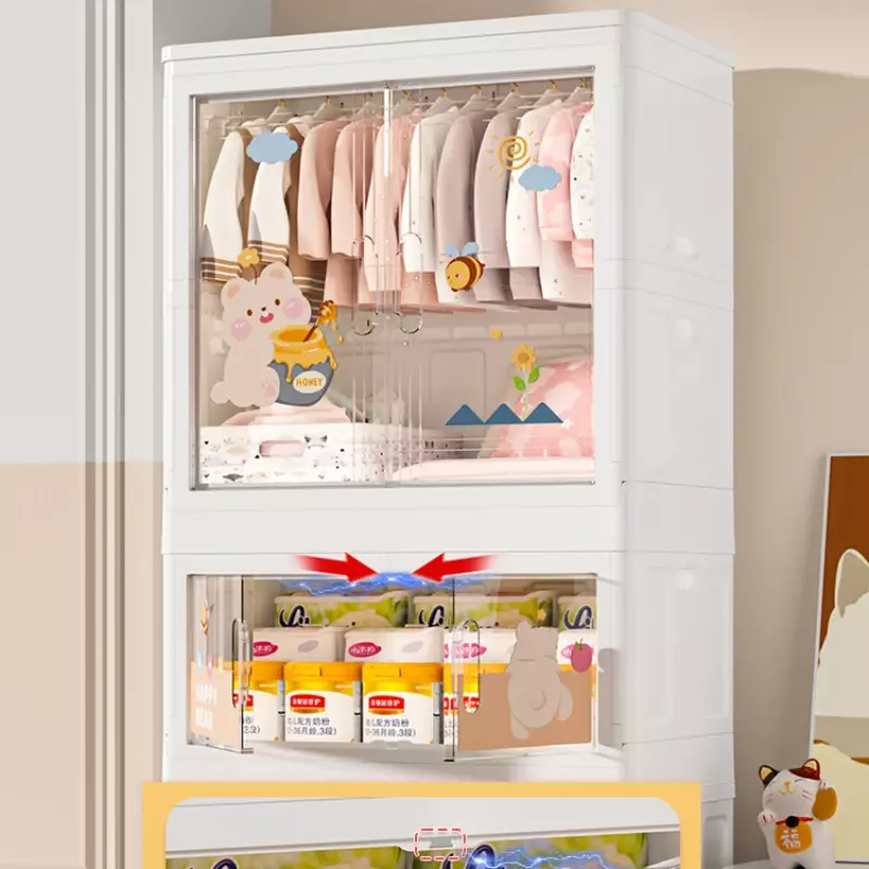 Lemari plastik rumah tangga anak-anak lemari kamar tidur plastik lemari anak-anak lemari bayi Placard Enfant furnitur rumah MR50CW