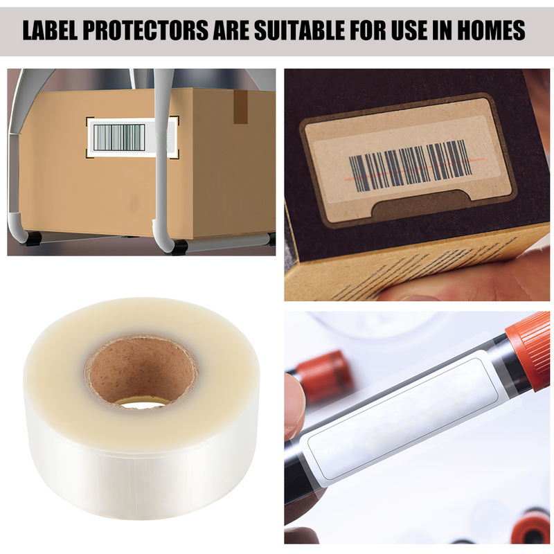 Rollo de etiquetas protectoras de plástico, Pegatinas transparentes para proteger números de códigos de barras, 1 unidad