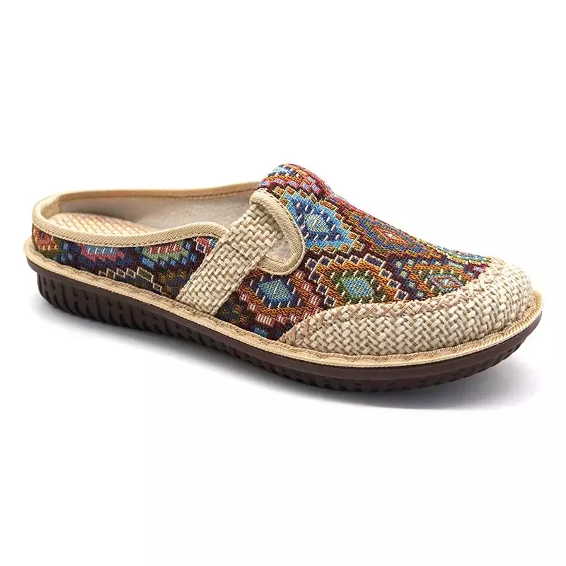 Zapatillas De lino bordadas para Mujer, Zapatos informales transpirables De estilo étnico, a la moda, para exteriores, 2024