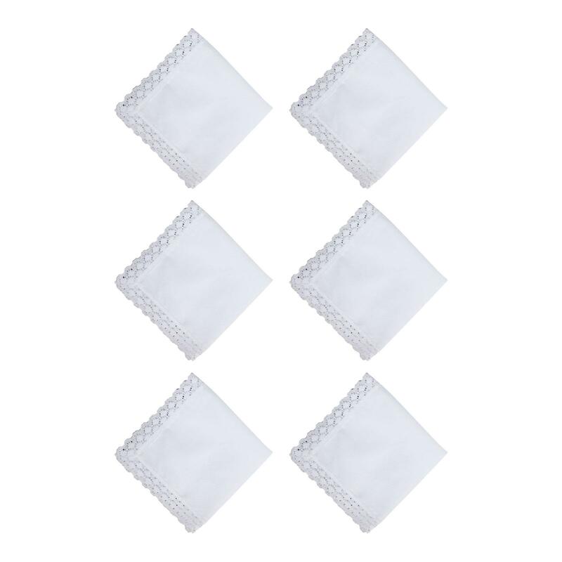 6 szt. Białe koronkowe chusteczki klasyczne miękkie 9. 65-calowe małe białe chusteczki z czystej bawełny na prezent ślubny do farbowania rękodzieło