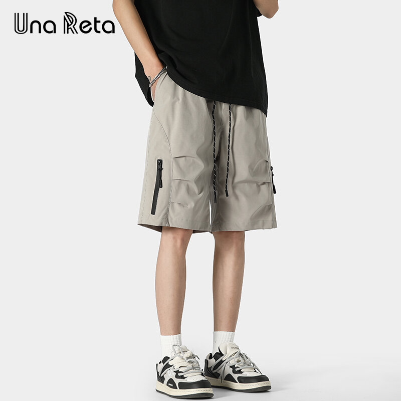 Una Reta-Short Streetwear pour Homme, Étanche, Hip Hop, avec Poches à Fermeture Éclair, Harajuku, pour Couple, 2024