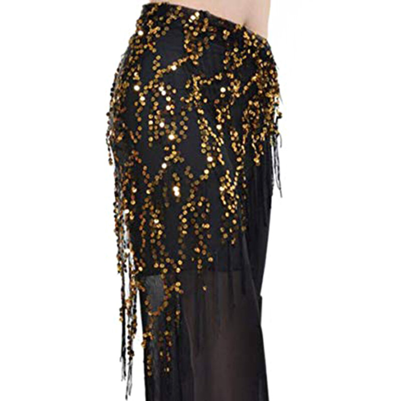 Cinturones de danza del vientre con borla de lentejuelas para mujer, nuevo estilo, alta calidad, pañuelo de cadera, cinturones para mujer, 145x70cm