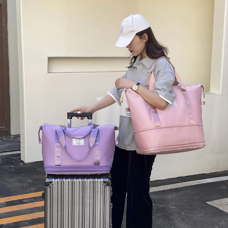 Double-Layer Expansion Large-Capacity Travel Bag Handbag Women Duffle Bag Dry Wet Separation Female Luggage Bag Shoulder Bags