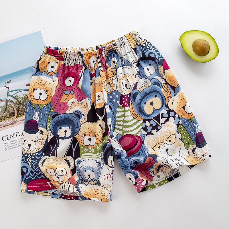 Pantalones cortos de playa con grafiti de dibujos animados para hombres, pantalones cortos de tendencia con personalidad para niños, bañadores de baño para niños y niñas, pantalones cortos deportivos de playa