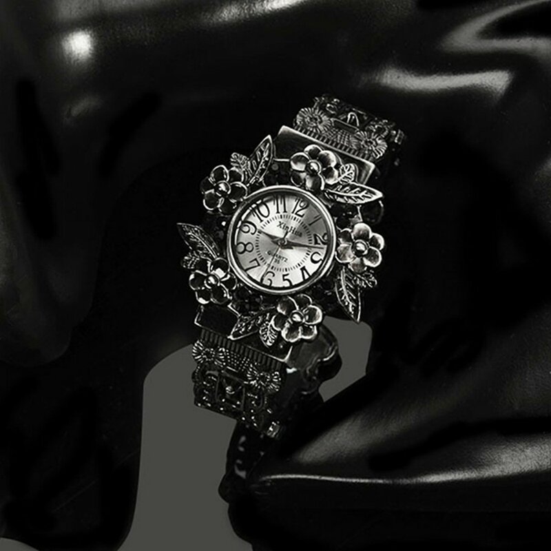 XINHUA-Pulsera de cuarzo con esfera de acero inoxidable para Hombre y mujer, relojes de Pulsera de moda, reloj de Pulsera con flores