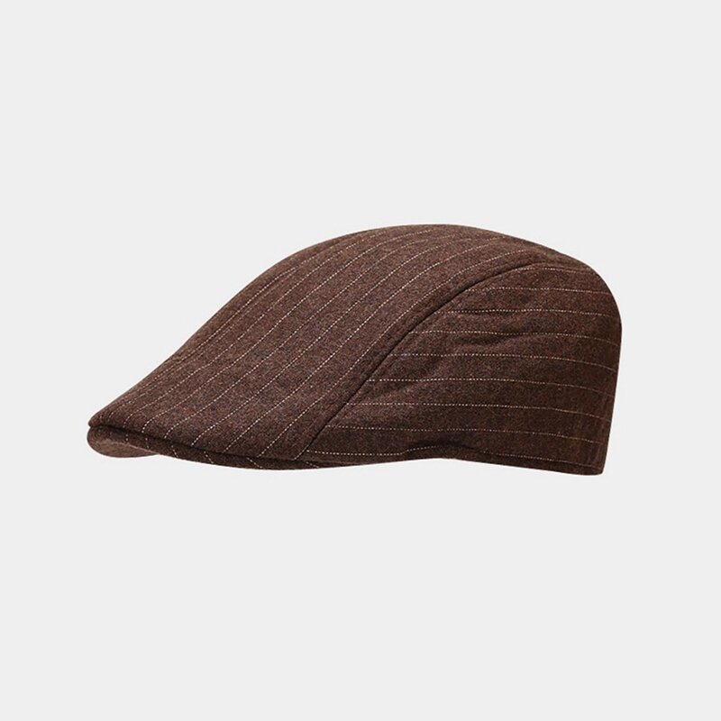 Topi baret gaya Inggris pria, topi wol kantor musim dingin, topi detektif Vintage, topi mengemudi mode Gorras