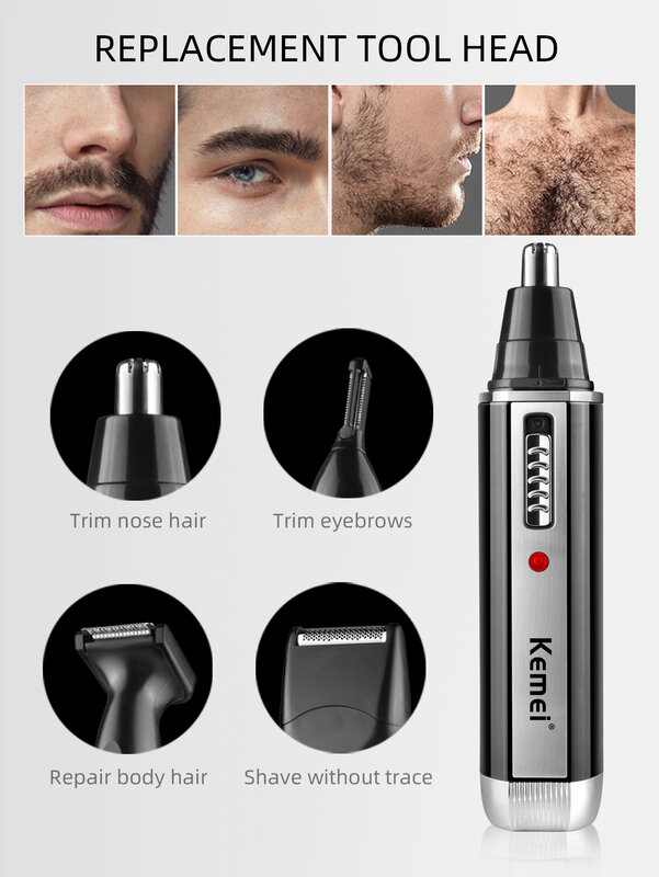 KEMEI KM-6630 Электрический носовой обрезка 4 в 1 комплект Зарядный носовой обрез Устройство для бритья бороды