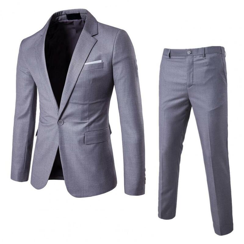 Männer Business Blazer Anzug Hosen Set Revers Langarm Single Button Taschen Anzug Mantel Slim Fit Hochzeit Bräutigam Anzug Mantel Blazer Set