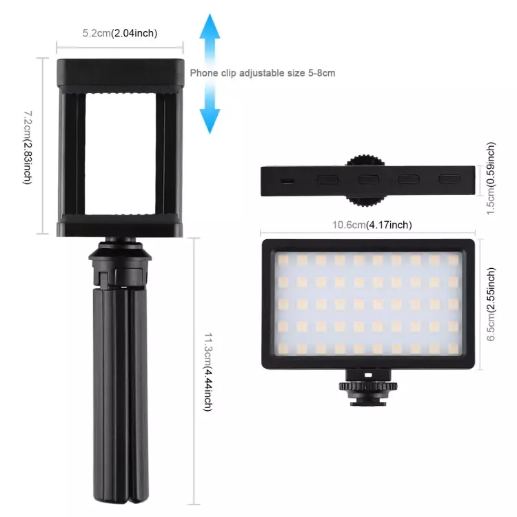 Luz LED regulable a todo Color para fotografía, iluminación de relleno para Vlogging en cámara, 800LM, RGB, 100