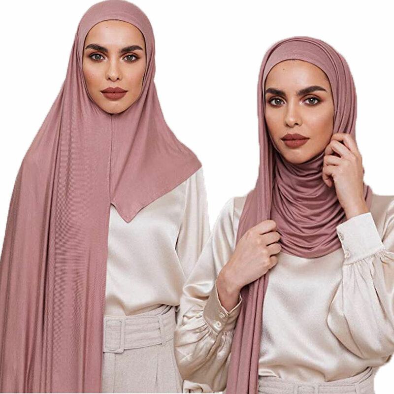 이슬람 여성 인스턴트 저지 Hijab Presewn 프리미엄 Jesey Hijabs Pinless Jesey 랩 스카프 스카프 Bandana Turban 170X60cm