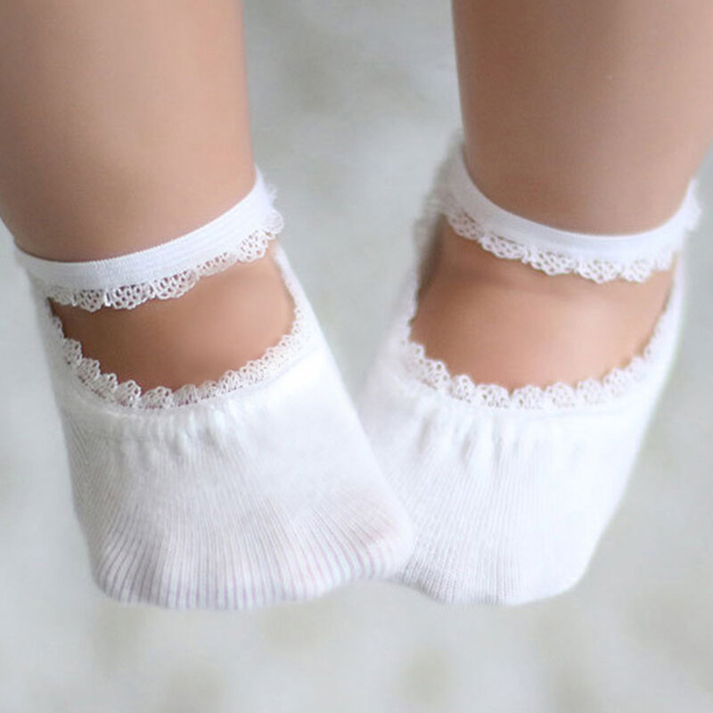 Детские носки, носки для новорожденных, летние детские носки, однотонные носки принцессы для маленьких девочек, нескользящие носки для младенцев с резиновой подошвой