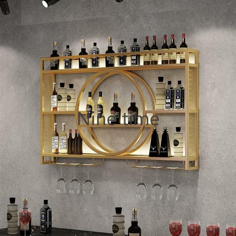 Whisky minuman keras lemari anggur gudang Display ritel restoran Bar kabinet rak logam Botellero Vino Meuble Vin perabot rumah