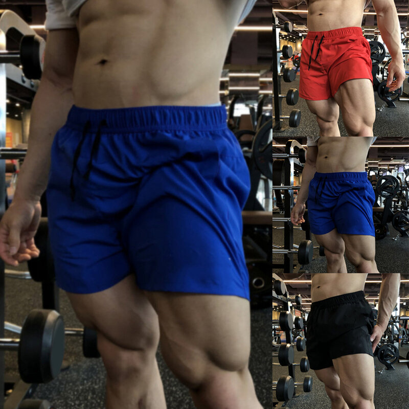 Pantalones cortos de poliéster para hombre, M-5XL de gimnasio, talla grande, secado rápido, para correr, baloncesto, transpirables, Color sólido