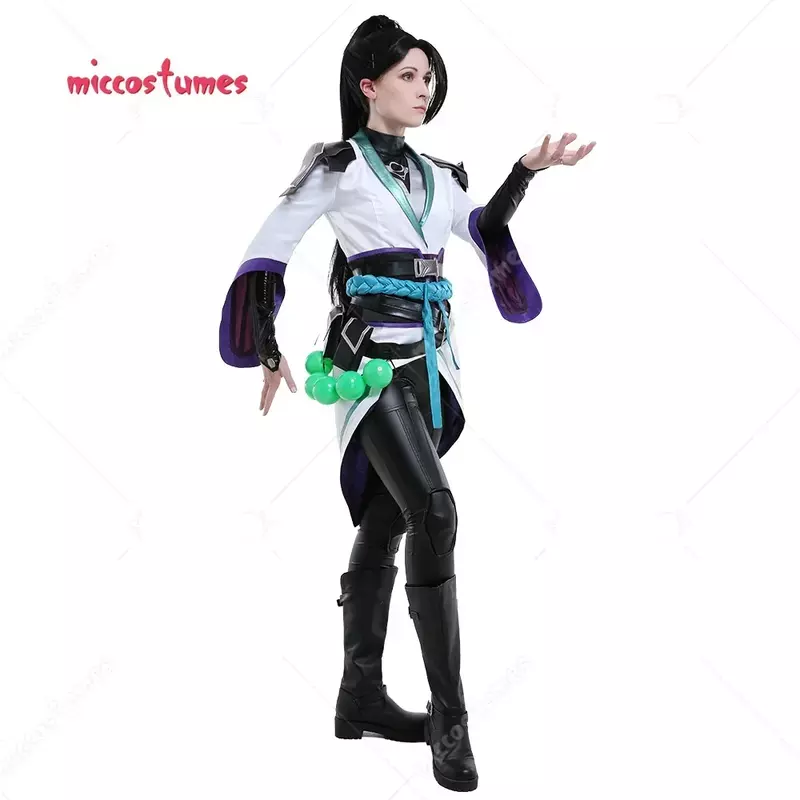 Miccostumes Women's Cosplay Costume Chinese Cross Collar Outfit with Corset and Waist Accessories