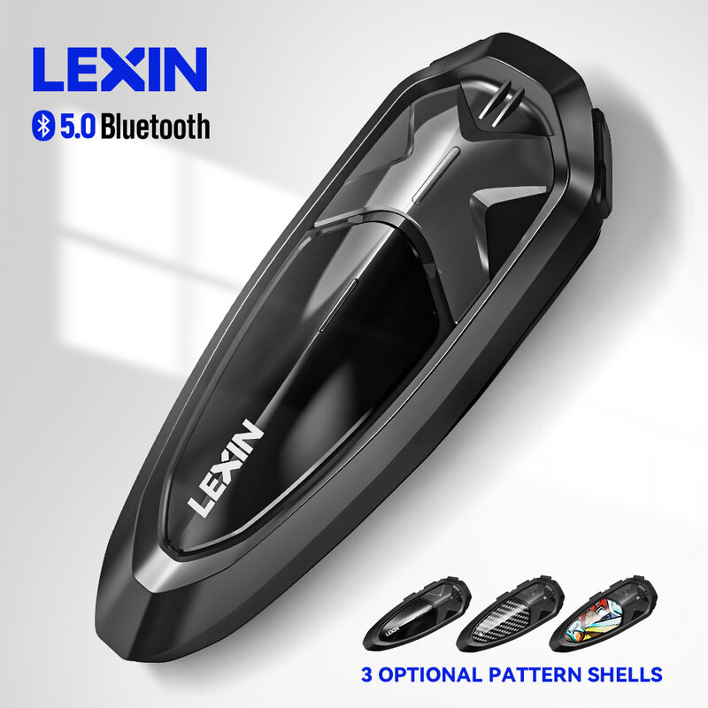 Lexin interkom Bluetooth sepeda motor GTX, untuk Headset helm, mendukung interkom & mendengarkan musik, pada satu waktu 10 pengendara 2000m