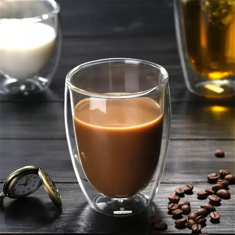 1 formato tazza di vetro isolante a doppia parete tazze da caffè Espresso trasparenti boccale da birra fatto a mano tè bicchiere da latte bicchieri da whisky bicchieri