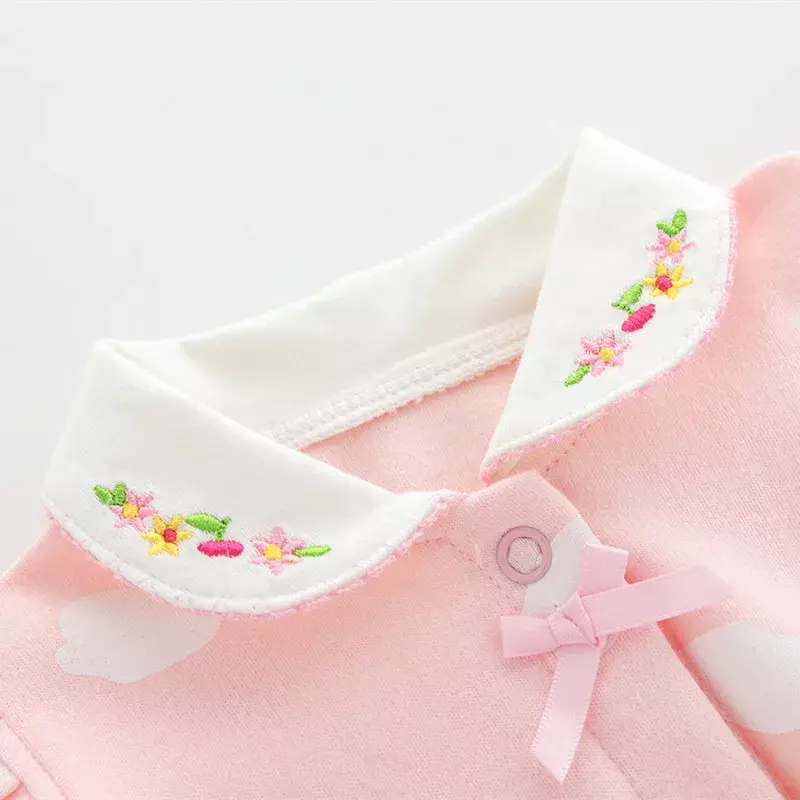 Polka Dot macacão impressão das meninas do bebê, roupas de verão, manga curta, algodão bonito, Boutique Onesie, 2022