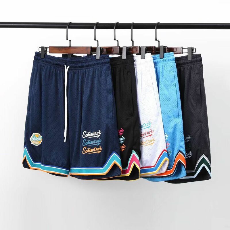 Летние американские спортивные тренировочные шорты с двойной сеткой, свободные быстросохнущие дышащие баскетбольные шорты до колена