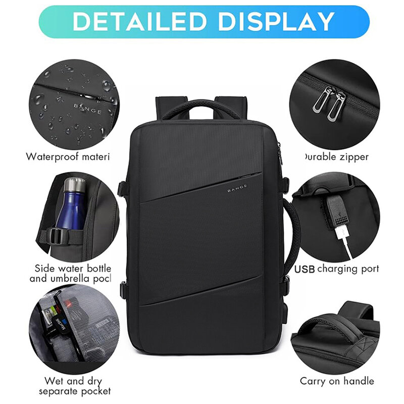 Travel Backpack Men 17.3 Laptop Backpack Large Aesthetic Business Backpack Male School Bag Waterproof USB Backpack Man Fashion