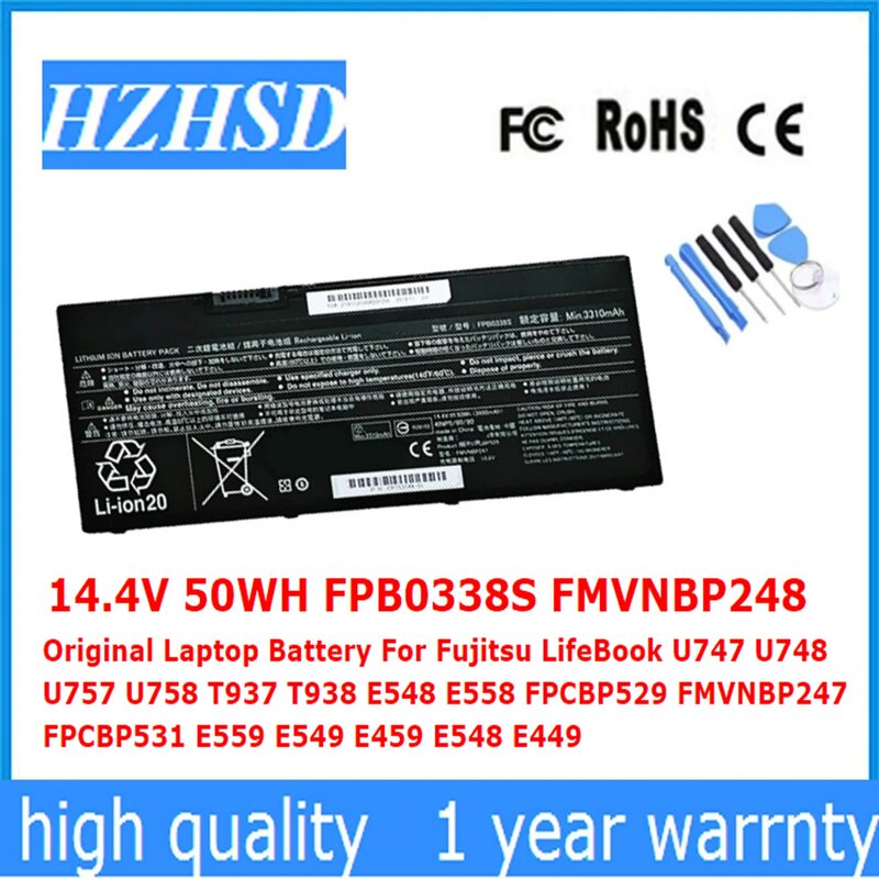 14.4V 50WH FPB0338S FMVNBP248 Original Battery For Fujitsu LifeBook U747 U748 U757 U758 T937 T938 E548 E558 FPCBP529 FMVNBP247