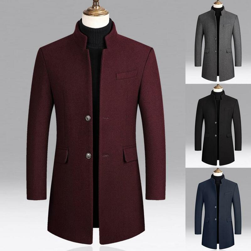 Casaco blusão clássico de manga comprida masculino, casaco simples, botões requintados, jaqueta fina, à prova de cold