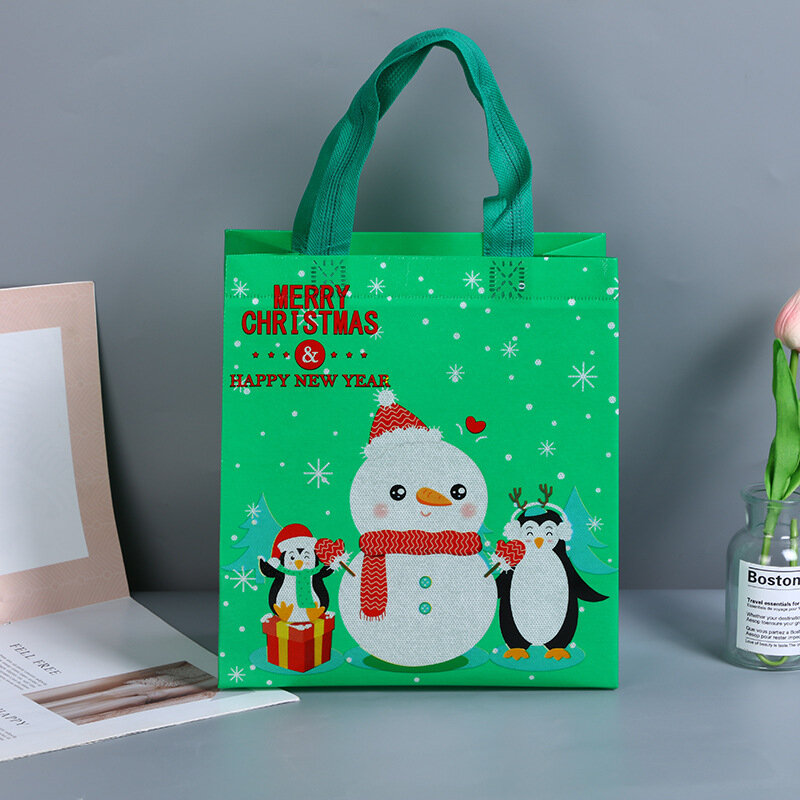 Нетканые подарочные пакеты, рождественские украшения, сумки для конфет, модная вместительная сумка-тоут