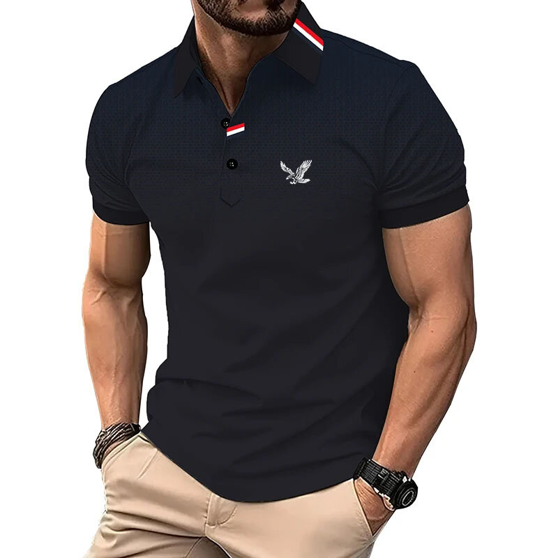 Мужская рубашка-поло, летняя повседневная модная спортивная футболка с коротким рукавом и отложным воротником, мужская одежда