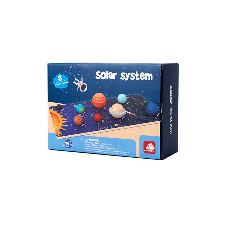 มอนเตสซอรี่ของเล่นไม้เพื่อการศึกษาปฐมวัย3D ดาวเคราะห์แปดดวงของเล่นเกมปริศนาความรู้เกี่ยวกับจักรวาลแผงจับคู่ดาวเคราะห์
