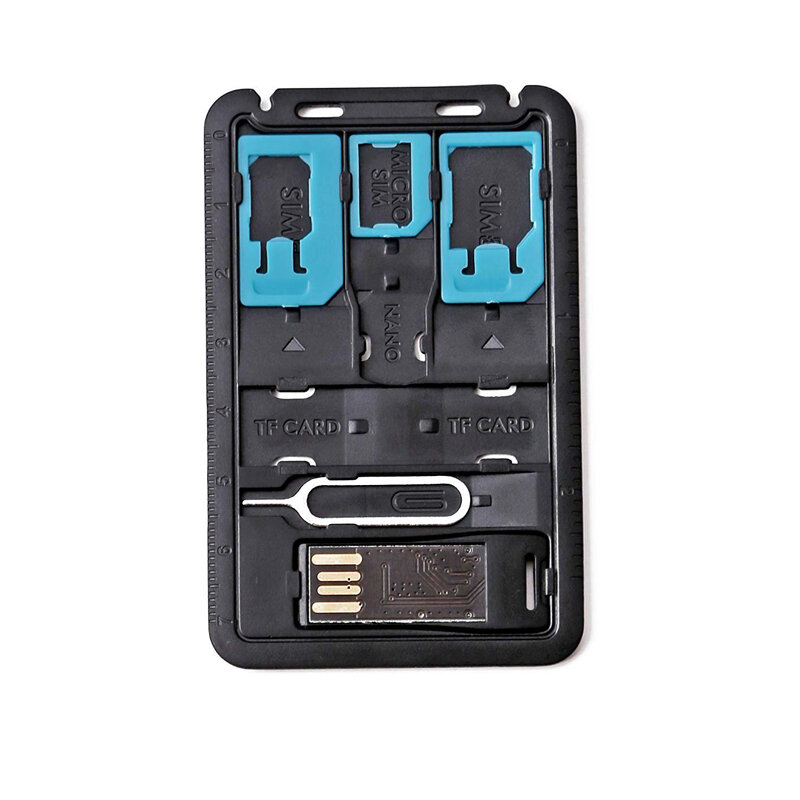 Kit wadah penyimpanan adaptor kartu SIM Mini, 5 in 1 Universal untuk kartu SIM mikro Nano dudukan kartu memori penutup pembaca