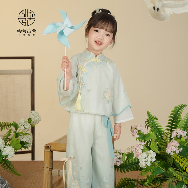 Hanfu Girls' Set 2024 New Children's Chinese Style Ancient Style Ancient Costume Super Immortal Girl Tang Costume Advanced Qipao