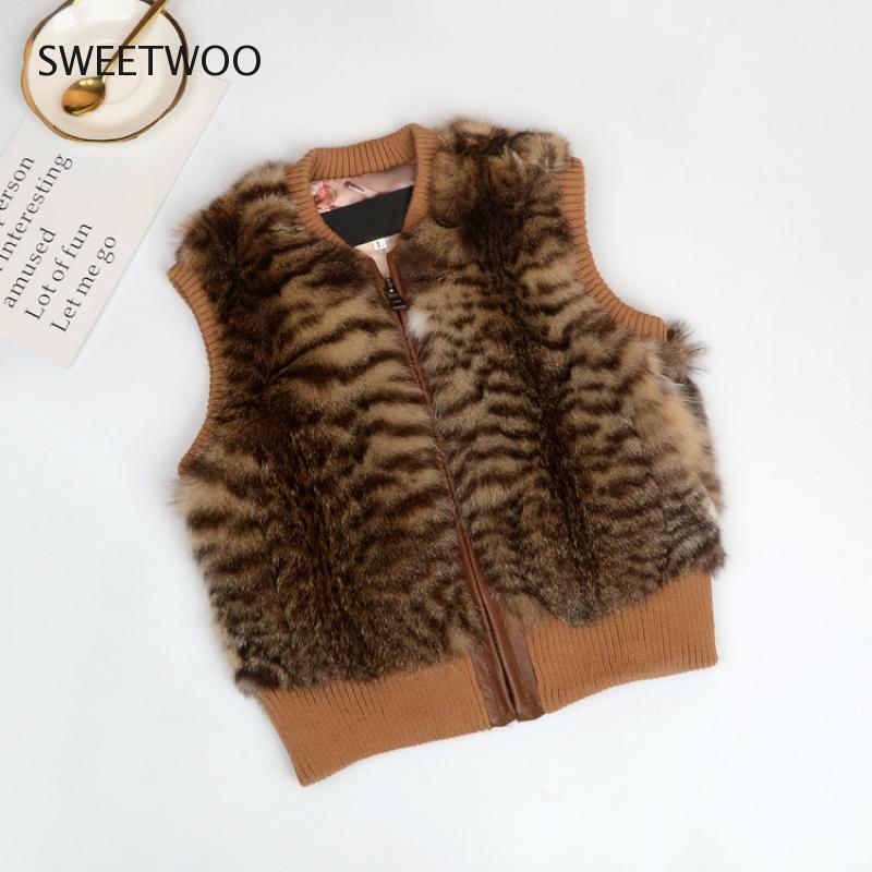 2019 Autumn Winter Real Rabbit Fur Vest Women's Fur Coat Women's Children Short Paragraph Full Leather Fashion  Vest
