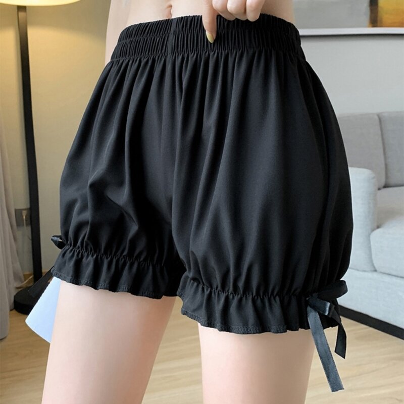 Calças curtas femininas de renda sólida de segurança Lingeries Shorts femininos elásticos