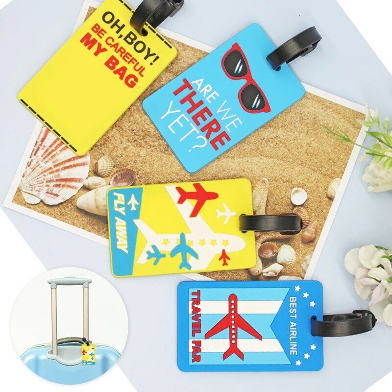 Étiquette de bagage en PVC, couverture de carte de consignation, carte d'embarquement, pendentif de sac attro, nom d'accès de voyage, valise, adresse d'identification, étiquette volante