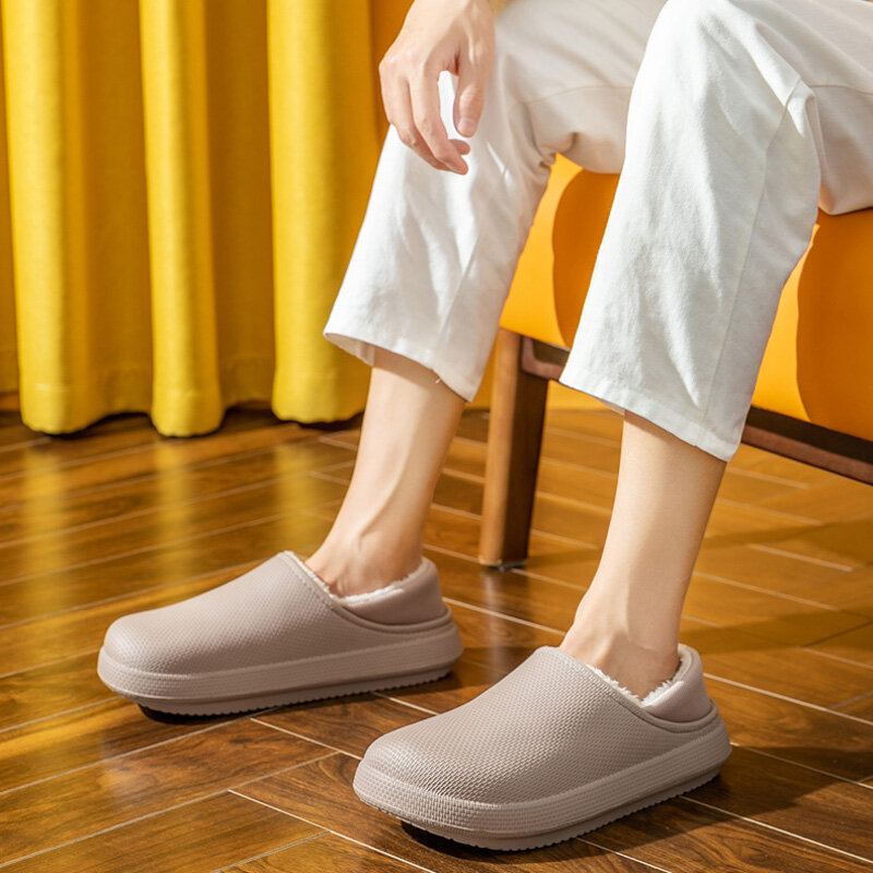 รองเท้าแตะใส่สบายสำหรับผู้ชายใส่ในฤดูหนาว, รองเท้าผ้าคอตตอนลำลองสวมใส่สองชิ้นกันน้ำรองเท้าคู่กันลื่น