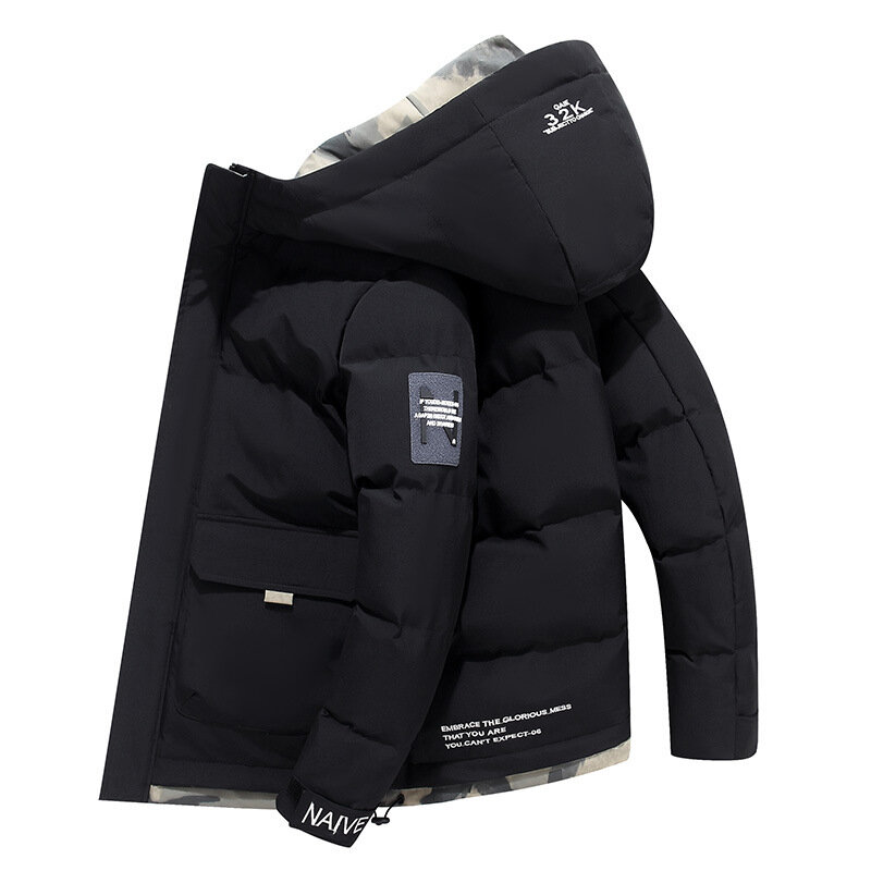 ジッパー付き厚手のフード付きジャケット,原宿コート,暖かいアウター,男性用のカジュアルウェア,冬,新しい2023