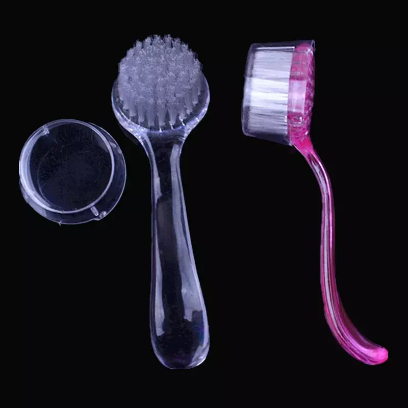 Cepillo de plástico para limpieza de uñas, 1 piezas, con tapa, cabeza redonda, para lavado de maquillaje, manicura y pedicura